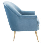 Poltrona in velluto con gambe in metallo dorato - 74,9 L x 78 P x 83,6 A cm - 76,2 L x 78,7 P x 83,8 A cm