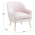 Poltrona in velluto con gambe in metallo dorato - 74,9 L x 78 P x 83,6 A cm - 76,2 L x 78,7 P x 83,8 A cm