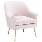 Poltrona in velluto con gambe in metallo dorato - 74,9 L x 78 P x 83,6 A cm - 76,2 L x 78,7 P x 83,8 A cm