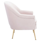 Poltrona in velluto con gambe in metallo dorato - 74,9 L x 78 P x 83,6 A cm - 76,2 L x 78,7 P x 83,8 A cm