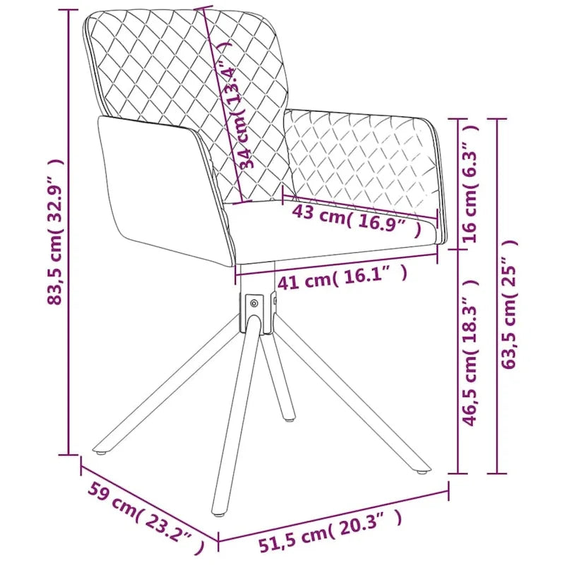 Swivel Dining Chairs 2 Pcs Modern Accent Upholstered Side Chair Velvet - 20.3 x 23.2 x 32.9