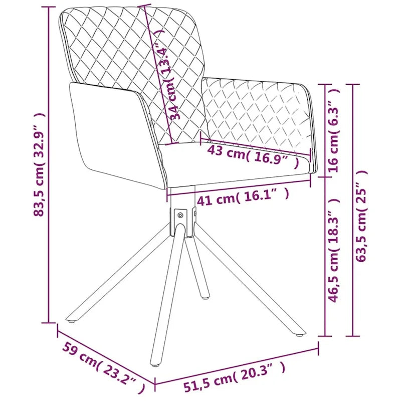 Swivel Dining Chairs 2 Pcs Modern Accent Upholstered Side Chair Velvet - 20.3 x 23.2 x 32.9