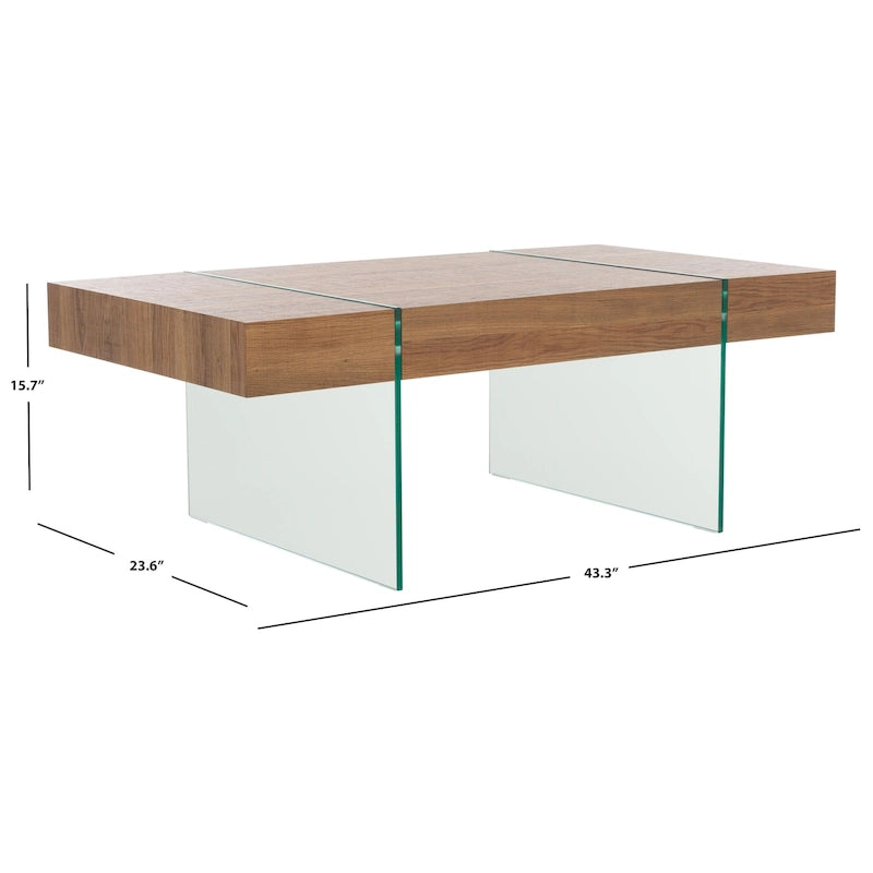 SAFAVIEH Pluma Couchtisch mit Glasbeinen, rechteckig – 110 cm B x 60 cm T x 40 cm H – 110 cm B x 61 cm T x 41 cm H