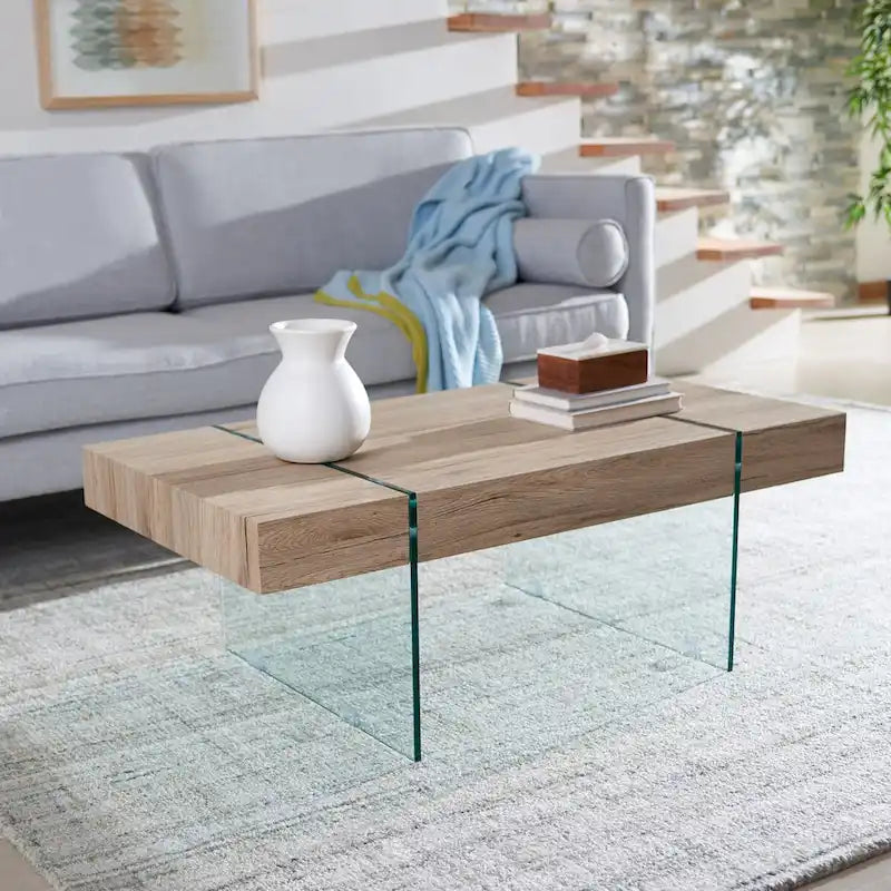 SAFAVIEH Pluma Couchtisch mit Glasbeinen, rechteckig – 110 cm B x 60 cm T x 40 cm H – 110 cm B x 61 cm T x 41 cm H