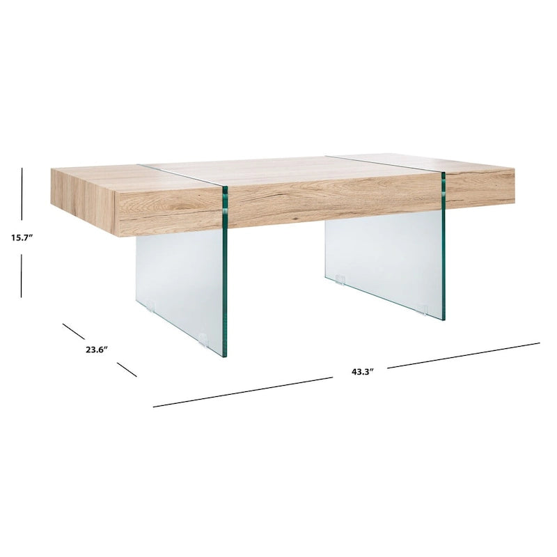 SAFAVIEH Pluma Couchtisch mit Glasbeinen, rechteckig – 110 cm B x 60 cm T x 40 cm H – 110 cm B x 61 cm T x 41 cm H
