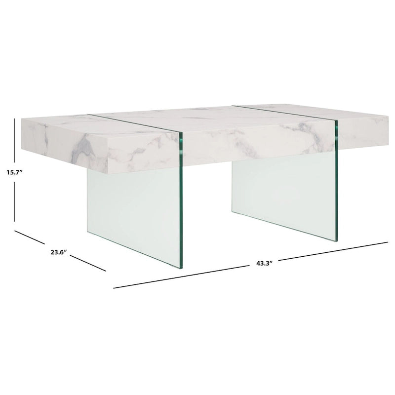 SAFAVIEH Pluma Couchtisch mit Glasbeinen, rechteckig – 110 cm B x 60 cm T x 40 cm H – 110 cm B x 61 cm T x 41 cm H