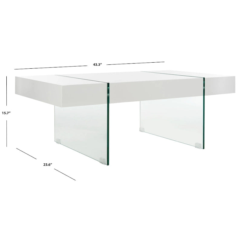 SAFAVIEH Pluma Couchtisch mit Glasbeinen, rechteckig – 110 cm B x 60 cm T x 40 cm H – 110 cm B x 61 cm T x 41 cm H