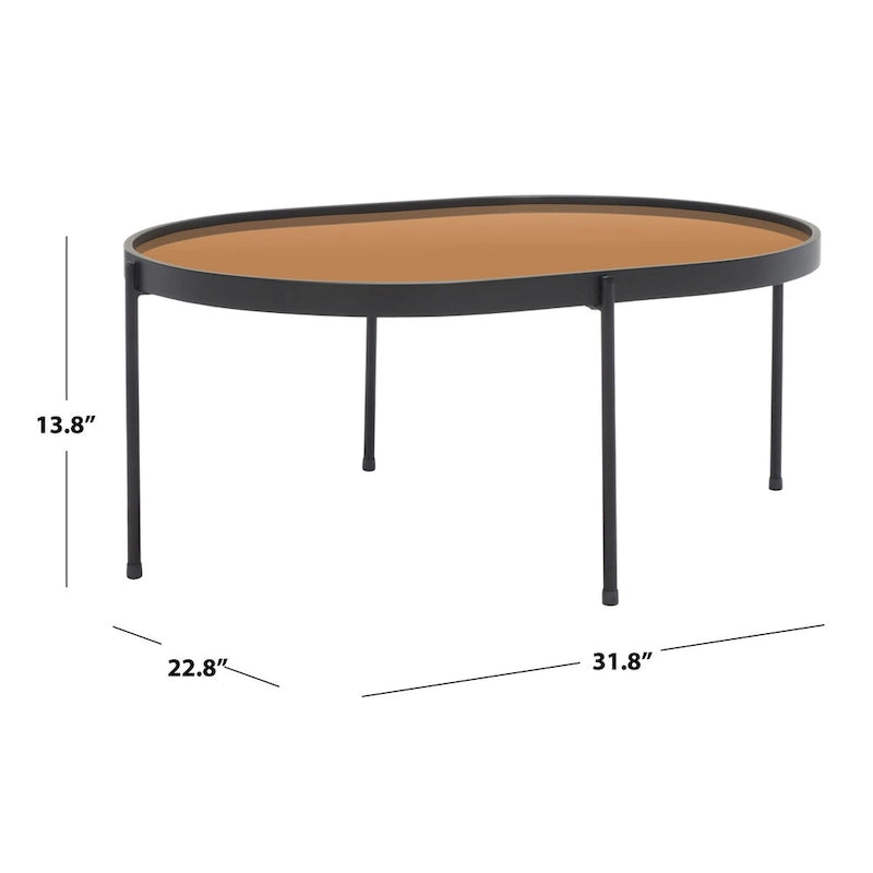 Mirrored Oval Coffee Table - 32 In. W x 23 In. D x 14 In. H - 32Wx23Dx14H