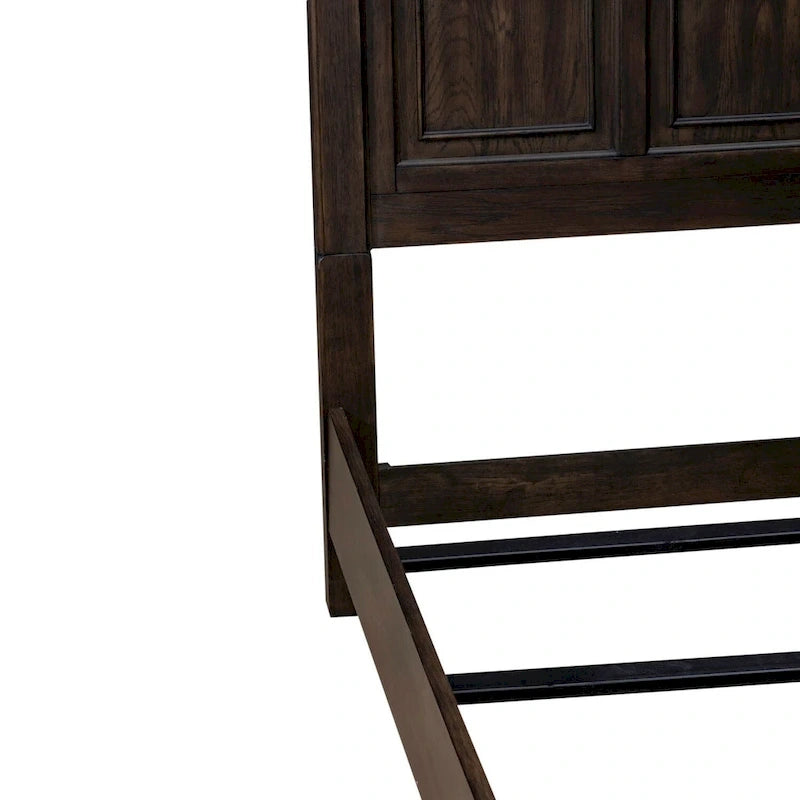 Saddle Brown Panel Bed, Dresser and Mirror, & Nightstand