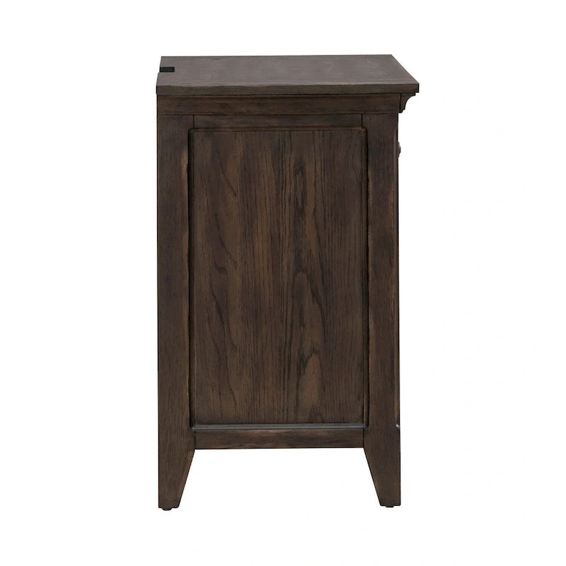 Saddle Brown Panel Bed, Dresser and Mirror, & Nightstand