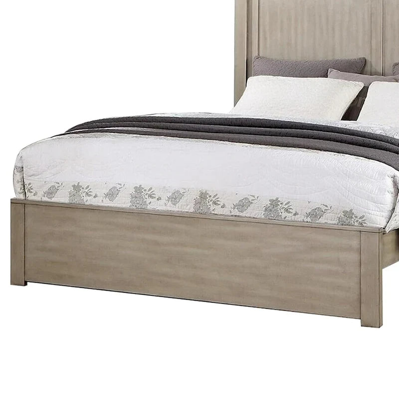 Wooden Queen Bed with 2 Panels Headboard Design