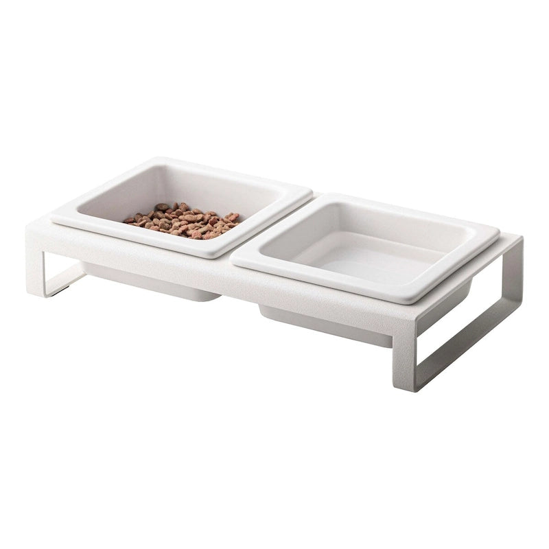 Yamazaki Home Tierfutternäpfe – Zwei Ausführungen, Stahl und Keramik, flach, 1,25 Tassen, 300 Milliliter pro Napf