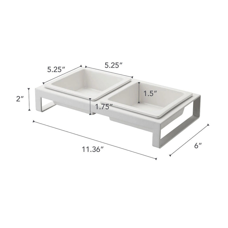 Yamazaki Home Tierfutternäpfe – Zwei Ausführungen, Stahl und Keramik, flach, 1,25 Tassen, 300 Milliliter pro Napf