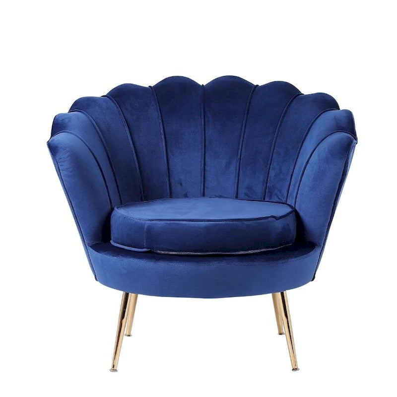 Blue Velvet Lounge Chair - 29 H x 32.5 W x 31.5 D