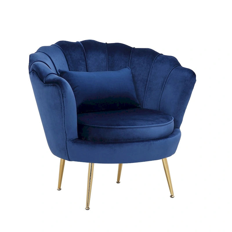 Blauer Loungesessel aus Samt - 29 H x 32,5 B x 31,5 T