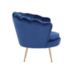 Blue Velvet Lounge Chair with Gold Legs - 29 H x 32.5 W x 31.5 D