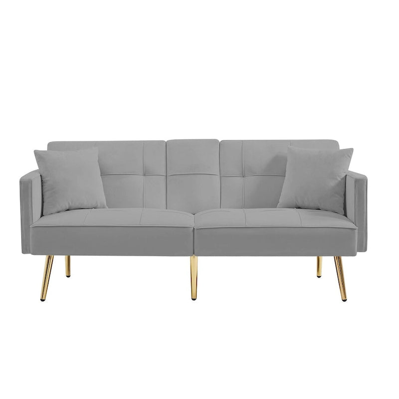 Samt-Futonsofa mit goldenen Metallbeinen für Wohnzimmer, Eingangsbereich, Flur, Büro