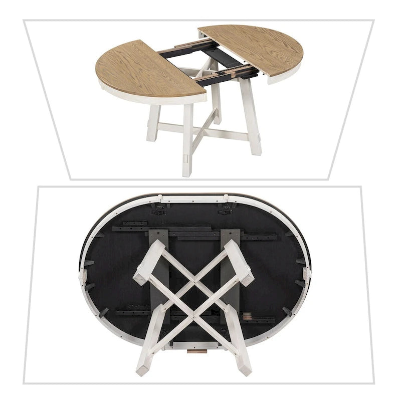 Vintage Stylish Extendable Dining Table with a Removable Leaf