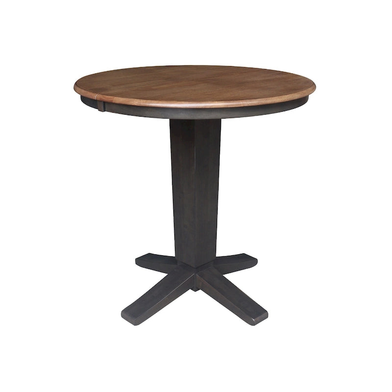 36 in Round Top Pedestal Counter Height Dining Table with 12 in Leaf