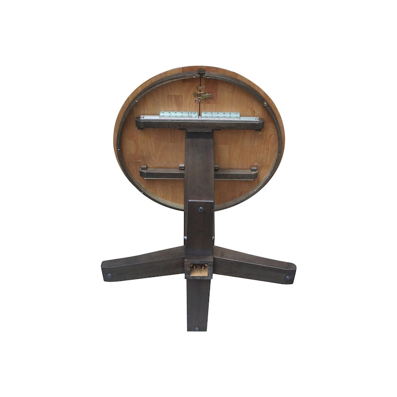 36 in Round Top Pedestal Counter Height Dining Table with 12 in Leaf