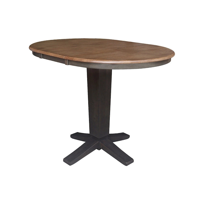 36 in Round Top Pedestal Counter Height Dining Table with 12 in Leaf