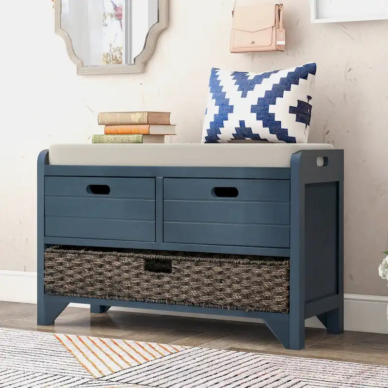Storage Bench with Removable Basket and 2 Drawers