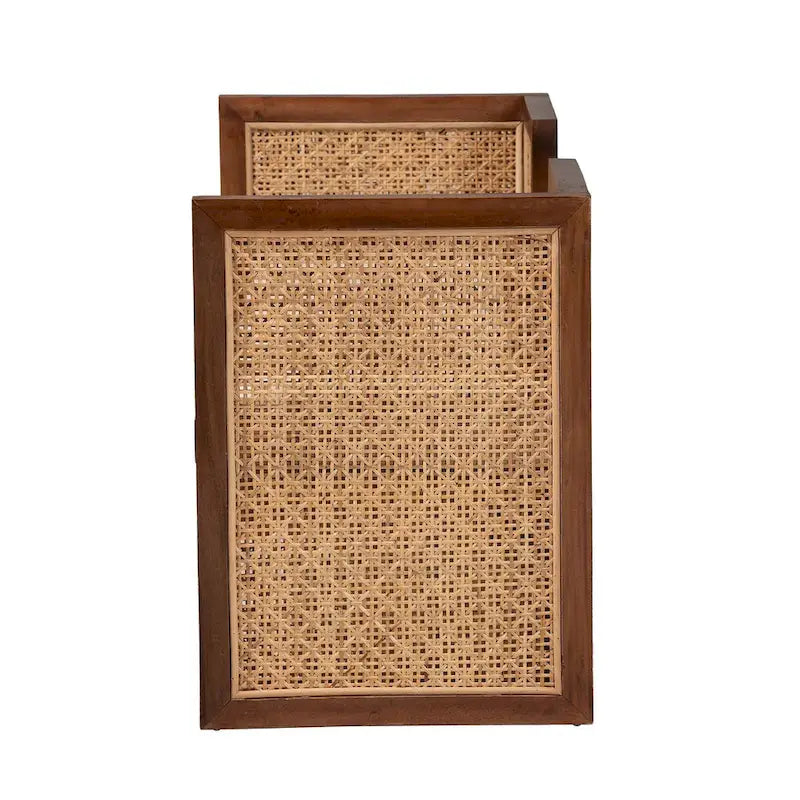 Lovina Bohemian Akzentbank aus hellem Rattan und Akazienholz