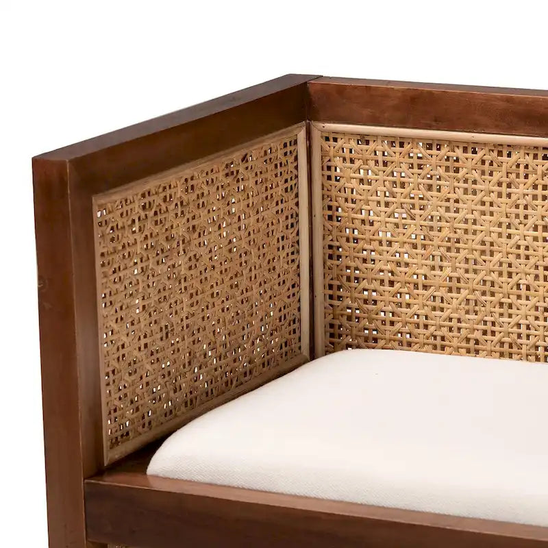 Lovina Bohemian Akzentbank aus hellem Rattan und Akazienholz