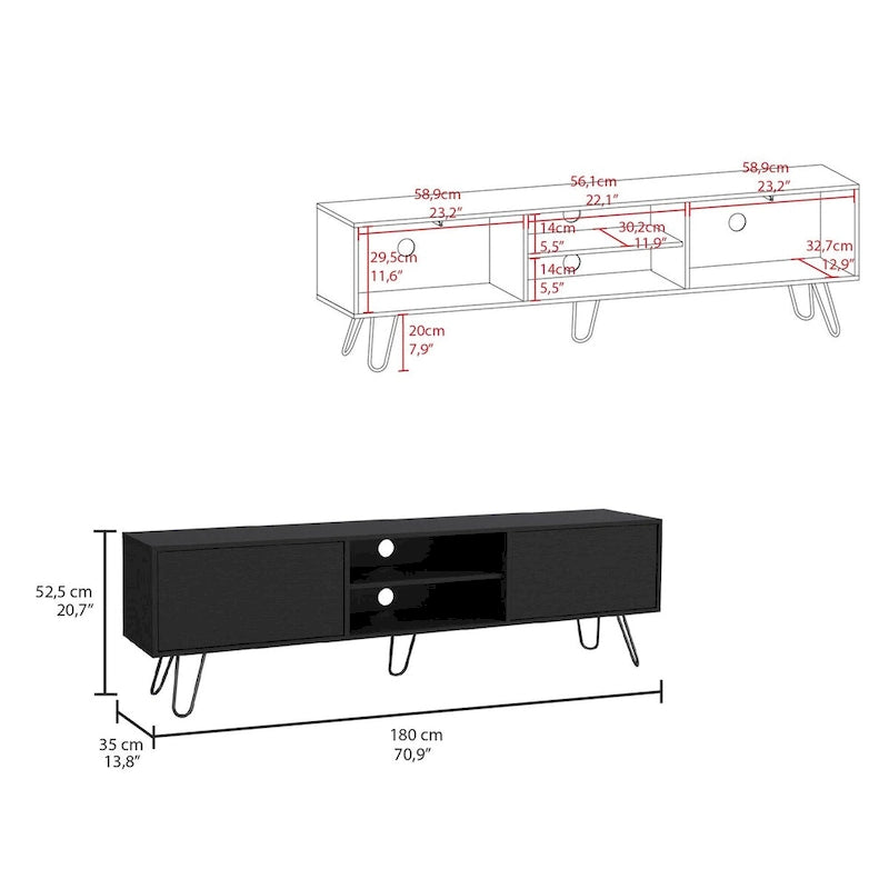 2-Cabinet TV Stand Hairpin Legs