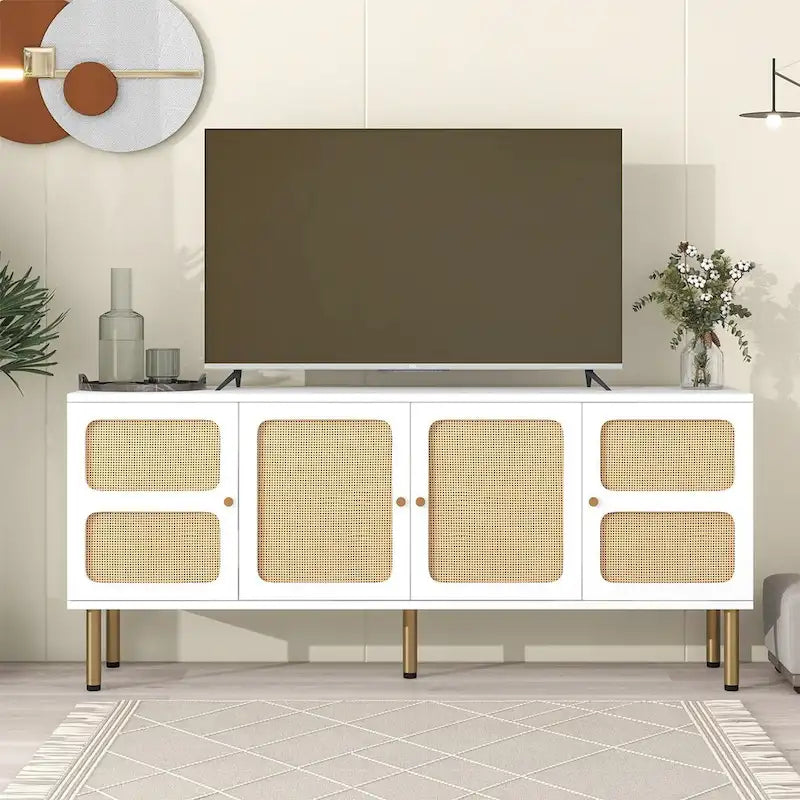 Woven Media Console Table for TVs Up to 70