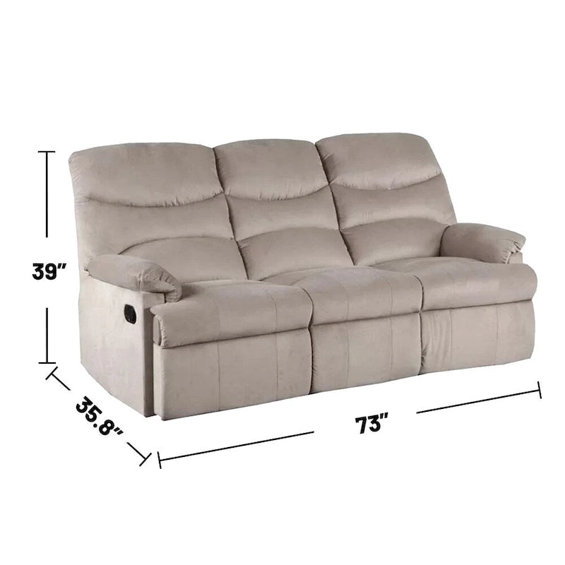 Velvet Upholstered Manual Motion Recliner Sofa